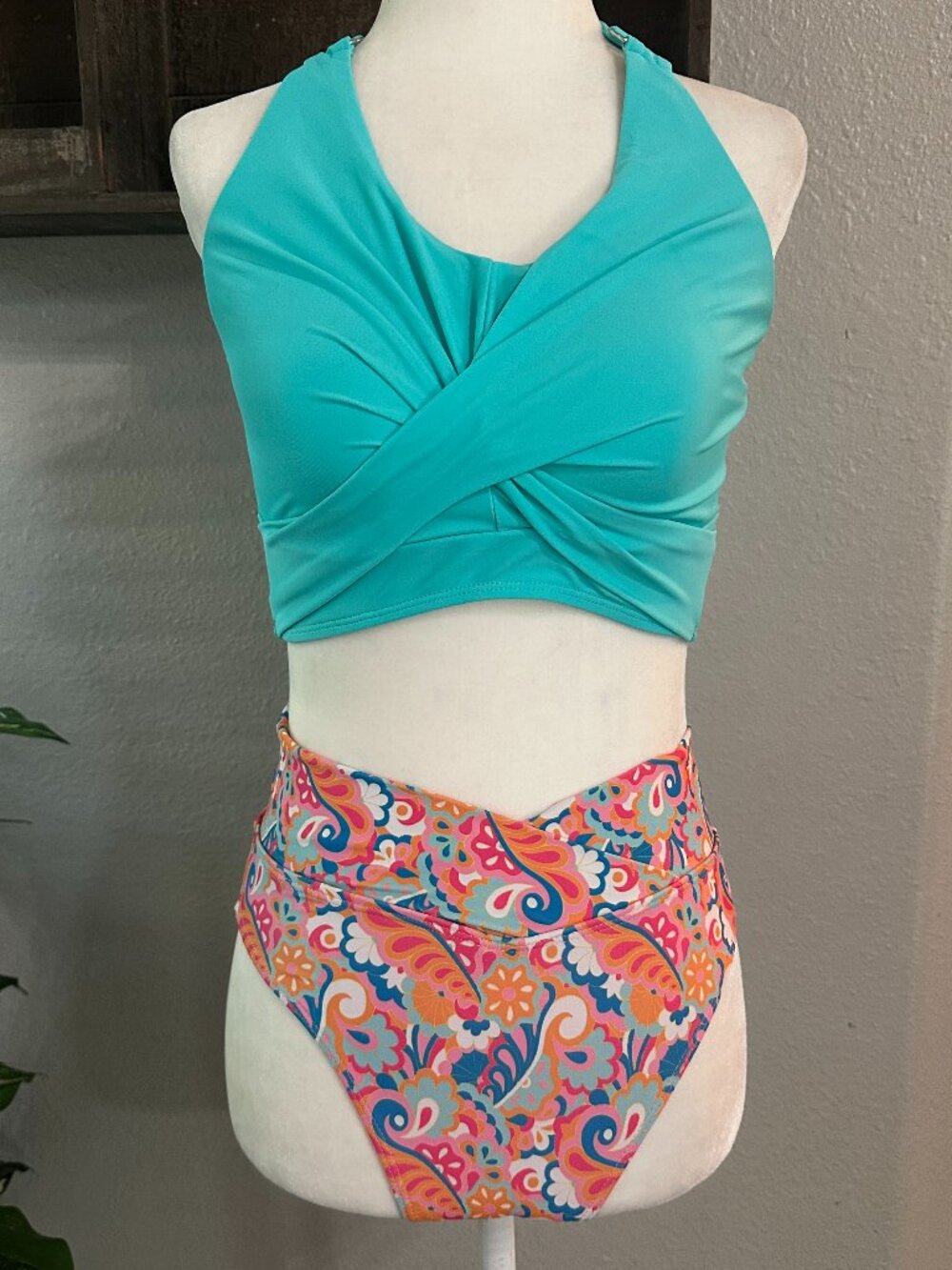 Pink Lily & Unbranded Mixed Print Bikini Set Top S Bottoms XS